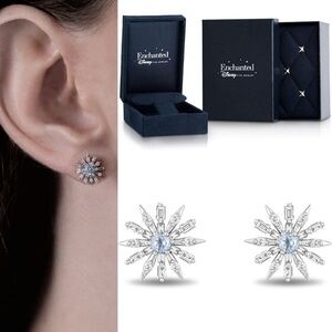 Disney Enchanted Fine Jewelry Elsa Sky Blue Topaz Snowflake Earrings